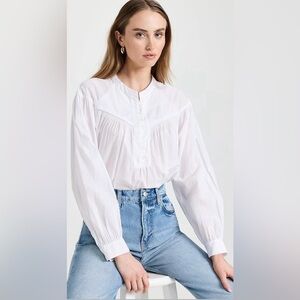 XIRENA EUC Sz L White Button-Up Women's “Delilah” Top